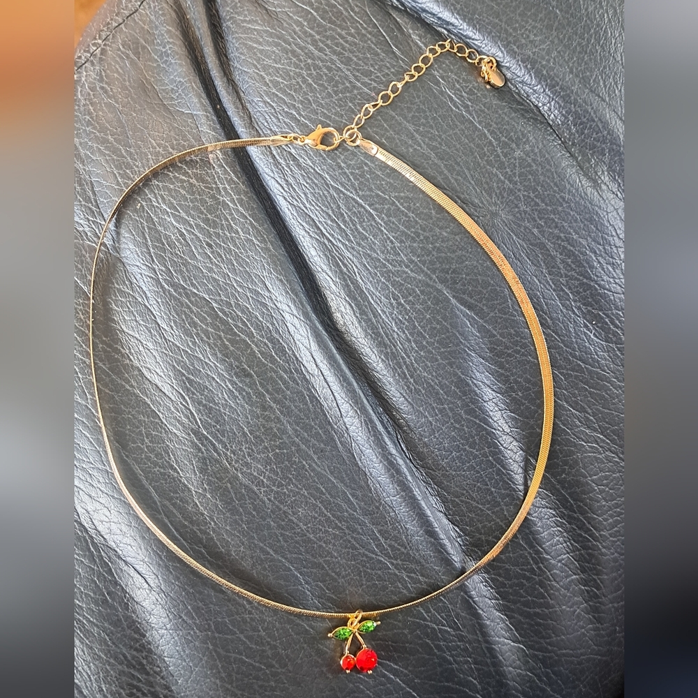 Arizona Jean Co: Gold Cherry Pendant Necklace With Extender 10"